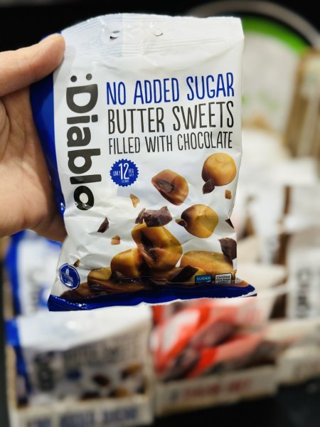 مصاص ديابلو كراميل بحشوه الشوكلاته بدون سكر مضاف بدون جلوتين 45غم