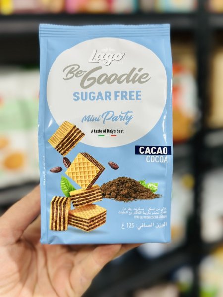 ويفر لاجو قطع بكريمه الكاكاو بدون سكر مضاف 125غم