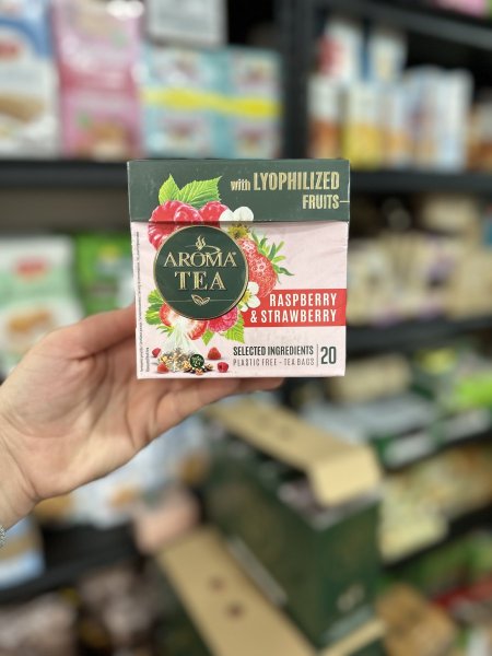 شاي اروما بالفراوله والرايزبيري 20مغلف