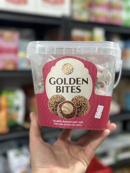 كرات التمر golden bites مع السمسم والطحينية بدون سكر مضاف 500غم