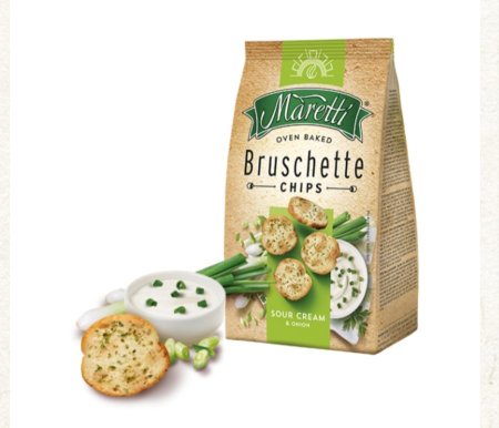 رقائق الخبز المحمص بطعم البصل الاخضر والكريما الحامضة