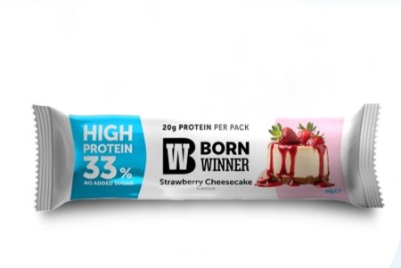 بروتين بار بورن وينر 20غم بروتين بطعم الفراوله والتشيز كيك بدون سكر مضاف 60غم