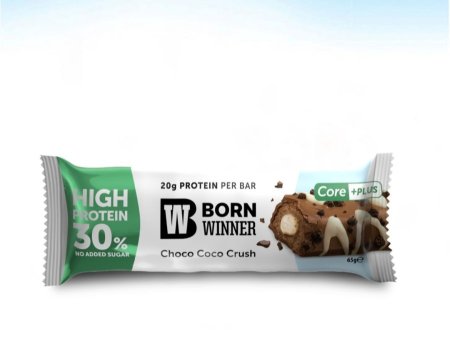 بروتين بار بورن وينر كور بلس بالشوكولاته وجوز الهند 20غم بروتين بدون سكر مضاف 65غم