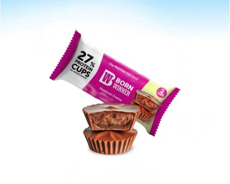 ويفر cups بورن وينر بنكهة الكاكاو وحشوة كريمه البندق 27٪بروتين بدون سكر 42غم