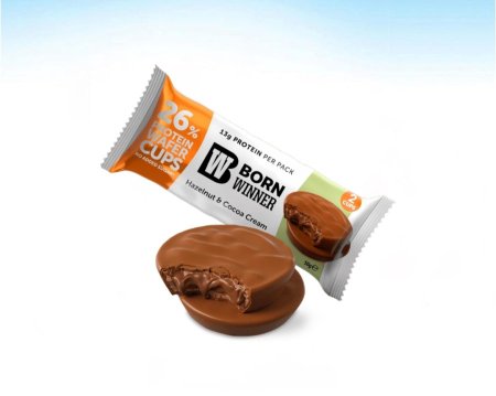 ويفر cups بورن وينر بحشوة كريمه البندق والكاكاو 26٪بروتين بدون سكر 50غم