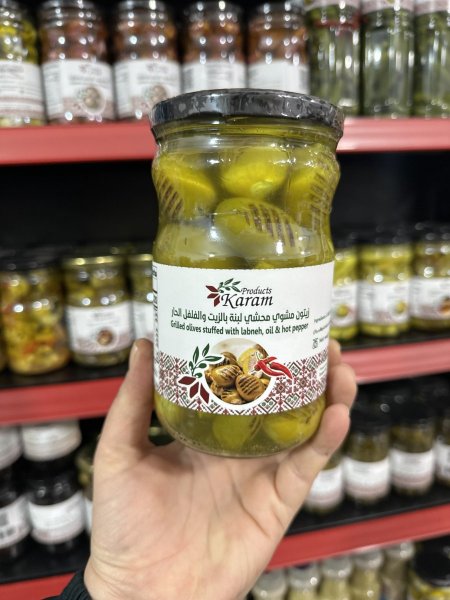 زيتون مشوي محشي لبنه بالزيت وزن كيلو