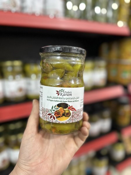 فلفل حار محشي خلطه شاميه جوز وفلفل حلوبالزيت