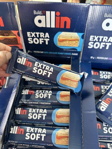 بروتي بار allin extra soft بالشوكلاته البيضاء وكريمه الفول السوداني 15غم بروتين بدون سكر مضاف