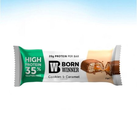 بروتين بار بورن وينر كور 20غم بروتين بالكوكيز  والكراميل بدون سكر 75غم