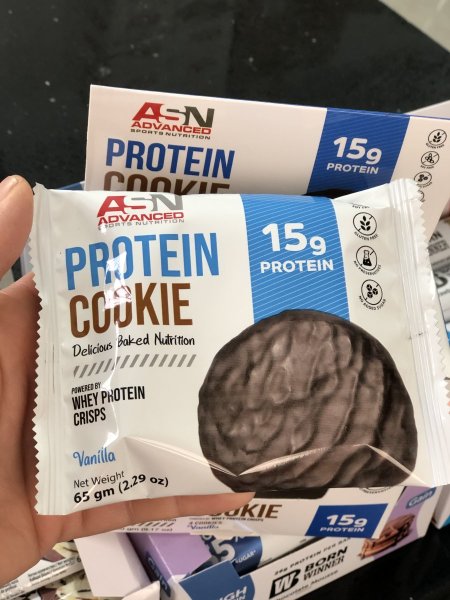 كوكيز فانيلا 15غم بروتين خالي من الجلوتين خالي من الصويا بدون مواد حافظه بدون سكر 65غم