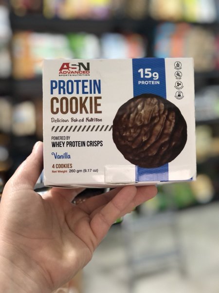 علبةكوكيز فانيلا 15غم بروتين خالي من الجلوتين خالي من الصويا بدون مواد حافظه بدون سكر 65غم