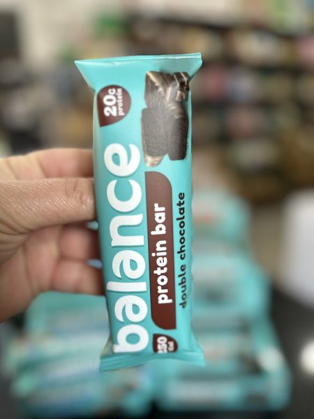 بروتين بار balance دبل شوكلت 20غم بروتين قليل السكر