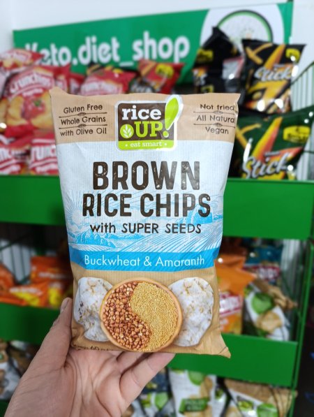 شيبس رقائق الارز مع الحبوب الكامله بدون سكر خالي من الجلوتين والزيوت المهدرجه60غم