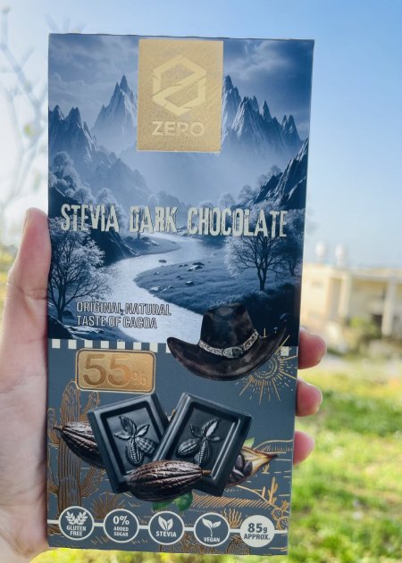 لوح شوكولاته زيرو ساده 55%دارك محلاه بالاستيفيا 85غم