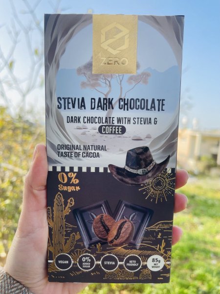 لوح شوكولاته زيرو دارك بالقهوة محلاه بالاستيفيا 85غم