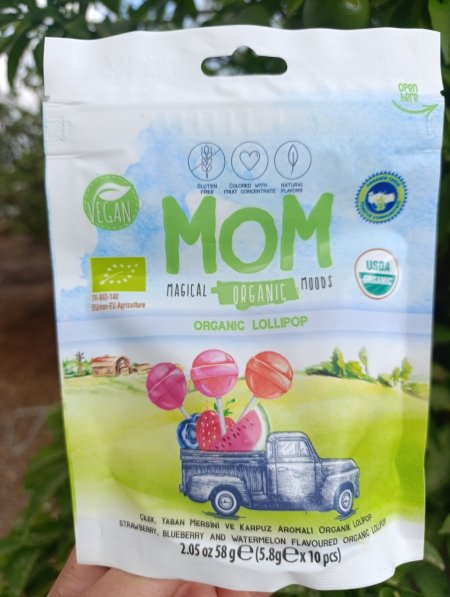 كيس مصاص عضوي مدعم بفيتامين سي بدون سكر بدون جلوتين يحتوي على 10مصاصات