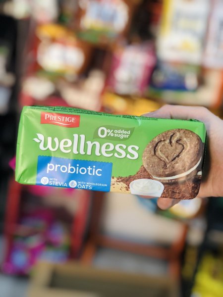 كوكيز wellness بالكاكاو وحشوة الكريما مدعم بالبروبيوتيك بدون سكر مضاف