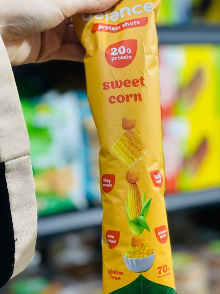 مقرمشات الذرة الحلوة 20غم بروتين مخبوزة بالفرن 70غم