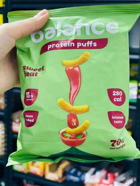 بمبا puffs بطعم الفلفل الحلو عالي البروتين 15غم بروتين مخبوز بالفرن 70غم