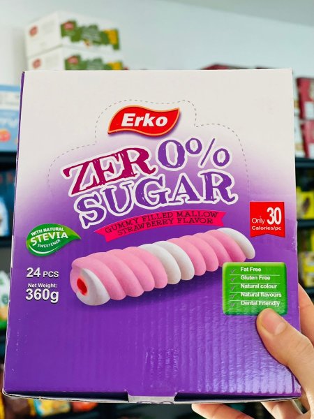 علبة مارشميلو اصابع  محشي خالي من الجلوتين بدون سكر وبدون 24حبة