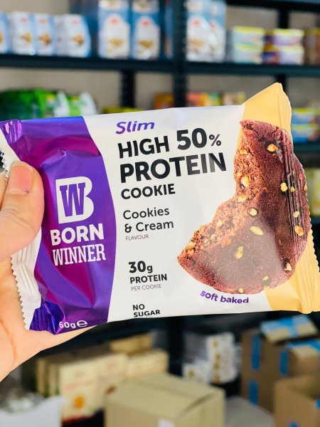 كوكيز بورن وينر بحبيبات الكريما 30غم بروتين بدون سكر مضاف 60غم