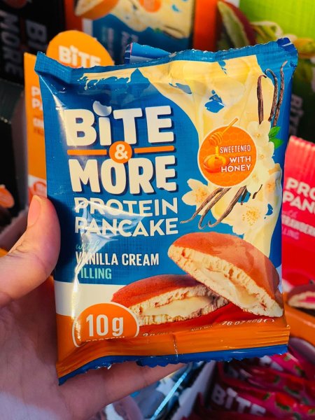 بان كيك bite &more بحشوة كريمة الفانيلا عالي البروتين بدون سكر مضاف