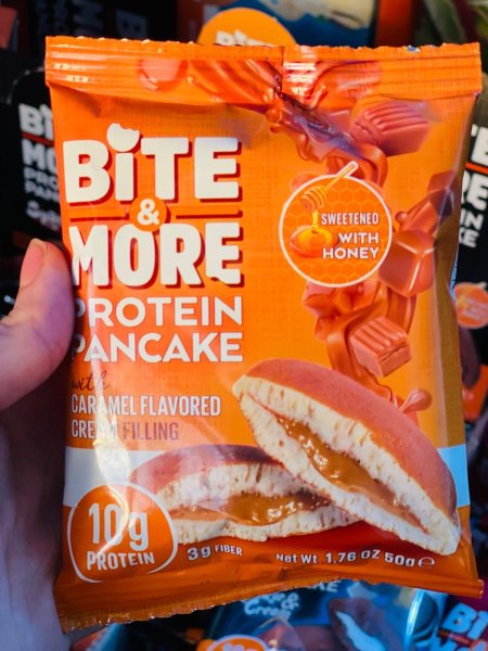 بان كيك Bite&more بحشوة الكراميل عالي البروتين بدون سكر مضاف