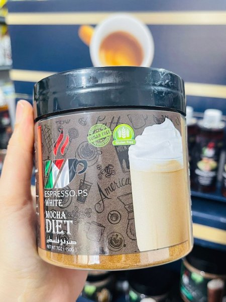 اسبريسو وايت موكا خالي من الجلوتين بدون سكر مضاف