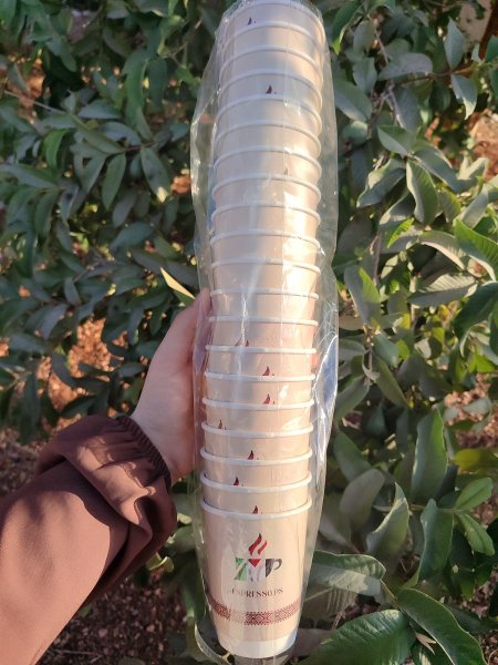 دزينة كاسات كرتون مقوى مع اغطية للمشروبات الساخنة