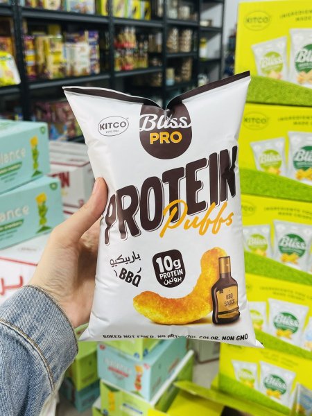 بمبا الذره عاليه البروتين 10 غم بروتين بنكهة الباربيكو مخبوزة بالفرن