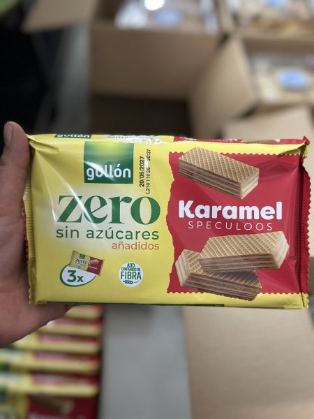 ويفر جولون بحشوة الكراميل والقرفة قمح كامل بدون سكر مضاف (3قطع وزن القطعه 63 غم)