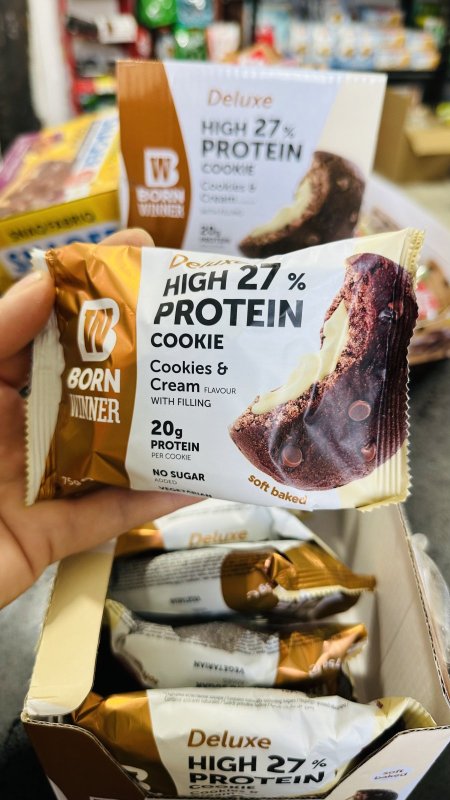 كوكيز بورن وينر بكريمة الشوكلاته البيضاء 20غم بروتين بدون سكر75غم