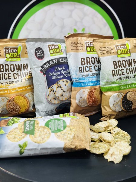 شيبس rice up بالحبوب الكامله عالي جدا بالألياف مخبوز بالفرن خالي من الجلوتين 60غم