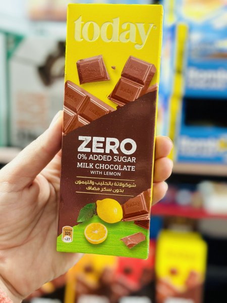 شوكلاته توداي حليب مع قطع الليمون بدون سكر مضاف